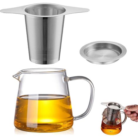 2 Pièces Theiere Avec Infuseur 400ml, Théière En Verre Théière Avec Filtre Infuseur, Theiere avec Infuseur, Adapté pour le thé en vrac et le thé aux fleurs (1/5)