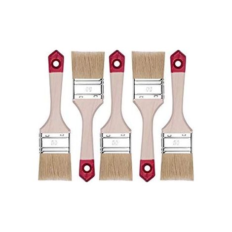HARDY WORKING TOOLS Set de pinceaux Plats 5 pieces, 5 pieces - 50 mm de Largeur, Ensemble de pinceaux avec Manche en Bois, pinceaux Vernis serie 40, 5PCS, Jeu de pinceaux A0202-400520 (1/5)