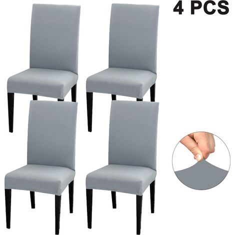 Ensemble de 4 housses de chaises de salle à manger. Ajustement élastique, amovibles et lavables. Housses de chaises courtes convenant aux restaurants, hôtels, cérémonies, banquets, mariages et autres (1/5)