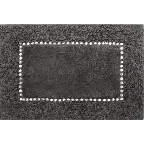 Eleganter, weicher Baumwoll-Badeteppich mit Kristallen, 50 x 70 cm, Stahl