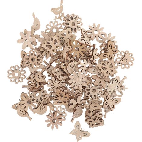100 décorations de Noël miniatures en bois, ornements pour sapin, étiquettes cadeaux et confettis.-M