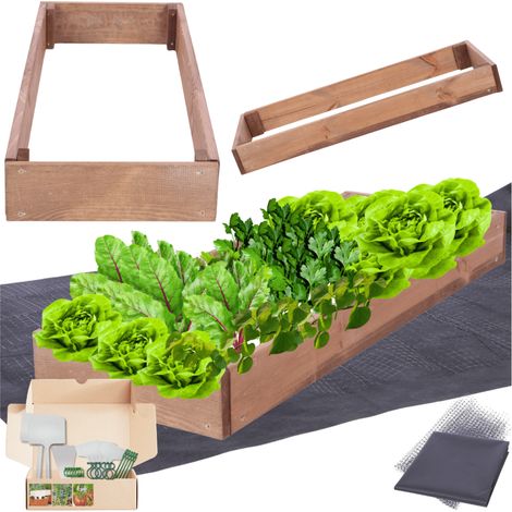 MODO24 ZP09 Carré potager surélevé en escalier modulable, bois de pin, herbes/légumes, jardin/terrasse/balcon, 9x30x80 cm, marron