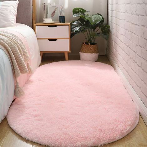 LAN Rose 4020cm (Seide und Wolle) Seiden- und Wollteppich, Schlafzimmerteppich, fleckenabweisend, leicht zu reinigen, ovaler, rutschfester Teppich für den Bettbereich. (1/5)