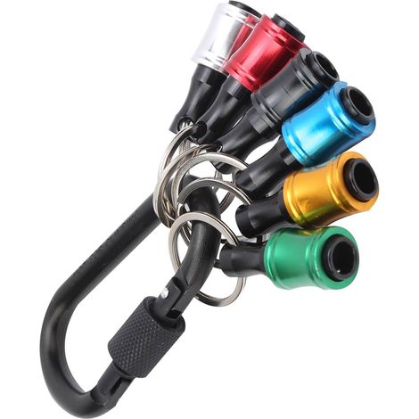 Lot de 6 porte-embouts hexagonal en alliage d'aluminium avec mousqueton porte-clés rallonge adaptateur (1/5)