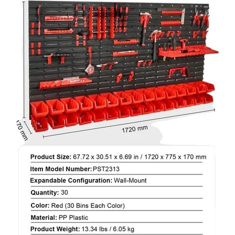 Bacs de rangement, montage mural, design empilable, 30pcs (1/2)