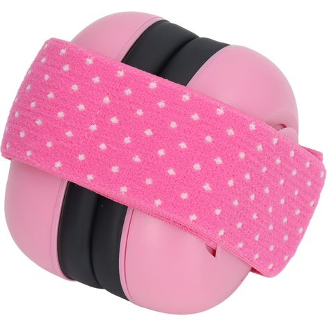 Casque antibruit pour bébé, rembourré et doux, avec bandeau élastique rose. (1/5)