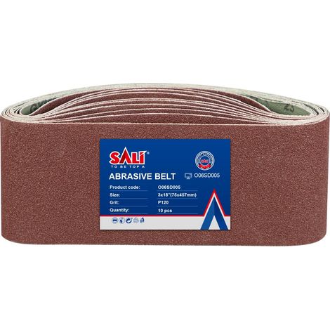 Lot de 10 bandes abrasives 75 x 457 mm Grain 120 pour ponceuse à bande Machine à poncer pour le ponçage du bois, du métal, le limage, l'aiguisage et le décapage (1/5)