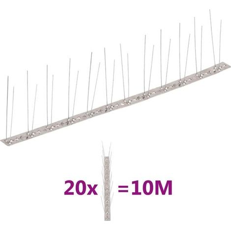 Un ensemble de 20 pics anti-oiseaux à double rangée en acier inoxydable, de 10 mètres de long (1/5)