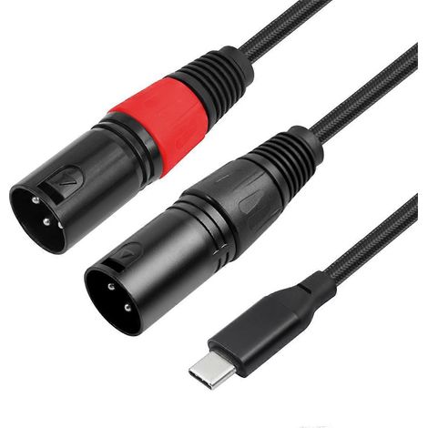 Bochara Typ-C-Eingang auf zwei XLR-Stecker-Ausgänge OFC-Audiokabel 200 cm