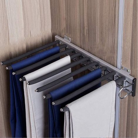 Cintre Pantalon Acier Inoxydable Extensible 9 Barres Antidérapant Coulissant Multifonction Porte-Jeans Right (1/5)