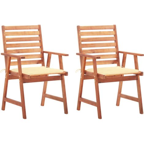 Garten-Essstühle 2 Stk. mit Kissen Massivholz Akazie (1/5)