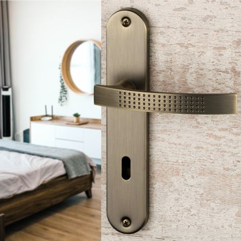 Ouvre&Déco – Poignée de porte d'entrée à cylindre – Aluminium canon de fusil – Entraxe 195 mm – Finition élégante – Usage sur portes intérieures (1/4)