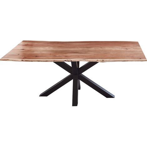 Esstisch Baumkante massiv Akazie natur 160 x 85 schwarz FELINA (1/5)
