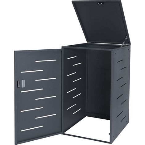 Cubo de basura exterior alberga contenedores de basura para cubo de basura con tapa 116,5x66x80 cm en acero antracita 040002860