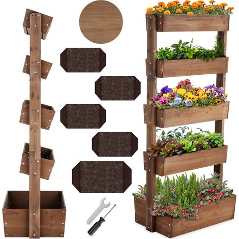 Jardinière verticale FLORA en bois laqué avec toile de paillage - (1/5)