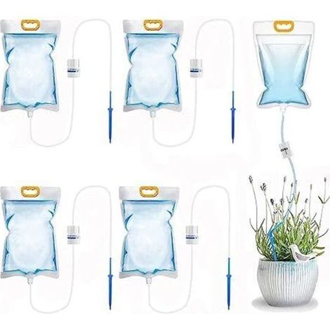 Lot de 5 Sacs d’Arrosage Goutte à Goutte Réglable 3,5 L pour Plantes Intérieures et Extérieures – Système Automatique Économe en Eau (1/5)