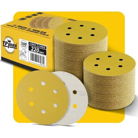 Schleifscheiben 150mm 6 Loch Klett 220 Körnung 100 Stück für Exzenterschleifer (1/5)