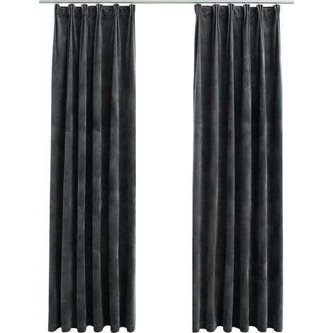 Maison Exclusive - Tende Oscuranti con Ganci 2 pz Antracite in Velluto 140x245 cm
