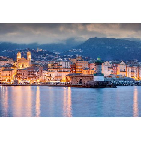 Tableau sur verre synthétique Bastia de nuit 65x97 cm - Impression sur Verre synthétique - Image HD imprimée sur Verre synthétique - Tableau mural décoratif - Fabriqué en France (1/5)