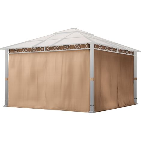 TOOLPORT 4 Seitenteile für Gartenpavillon Rendezvous Deluxe 4x4 m - Polyester ca. 160 g/m² - mit Reißverschluss - Cappuccino (1/5)