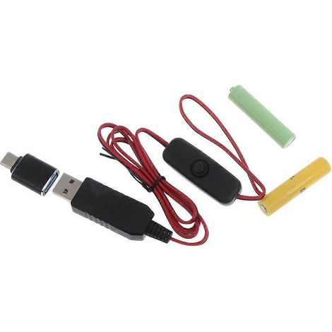 Câble d'alimentation Type-C/USB vers 3V pour piles LR03/AM4/AAA avec interrupteur - Batterie factice