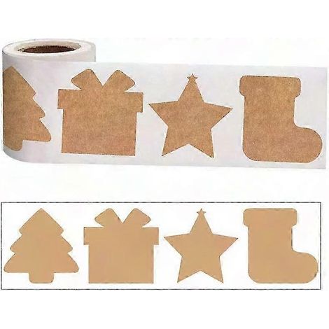 300 étiquettes en papier kraft de Noël pour étiquettes cadeaux et emballages
