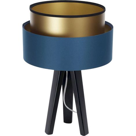 Lampe à poser élégante bleu nuit intérieur doré satin - Bleu marine et intérieur doré (1/5)