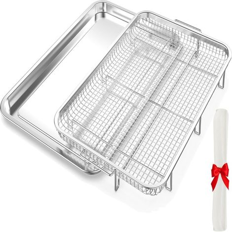 Plaque Croustillante – 47,2x32,5cm – Acier Inox – Four/Friteuse Air – Poulet/Bacon – Argent (1/5)