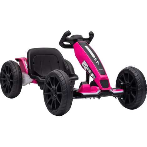 AIYAPLAY Electric Go Kart for Kids with Dual Motors, Adjustable Seat, Pink (1/5)