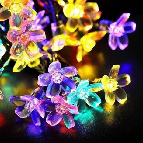 Guirlande Lumineuse - Fleur De Cerisier - Solaire Étanche IP65 - 7 Mètres 50 LED 8 Modes - Pour Jardin Terrasse Extérieur - Lot De 2 (1/4)
