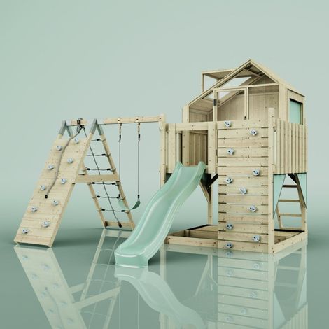 PolarPlay Kids Climbing Tower & Garden Playhouse with Swing and Slide - Climb & Swing Ragna Sage (1/5)
