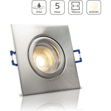 Einbauspot IP44 eckig - Farbe: Edelstahl-gebürstet - LED Leuchtmittel: GU10 5W neutralweiß (1/5)