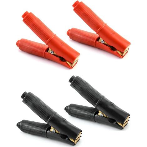 4 Pcs 100A Pinces Crocodile en Cuivre Pur, Pince de Démarrage pour Chargeur Batterie Démarreur Rapide pour Voiture Camion Car Auto (2Pcs Noir 2Pcs Rouge) (1/5)