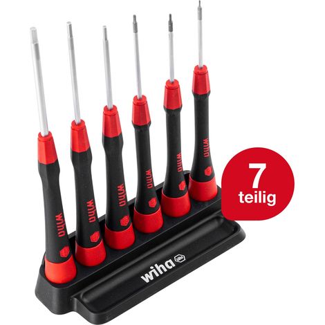 Wiha Feinschraubendreher Set PicoFinish® (42992) 7-tlg. Innensechskant I Präzisionsschraubendreher mit Halter I Uhrmacherwerkzeug, Mini Set Modellbau (1/5)