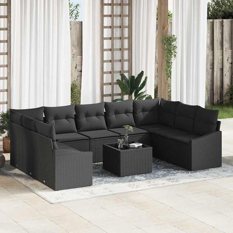 Conjunto de sofás de jardín Negro ratán sintético vidaXL (1/5)