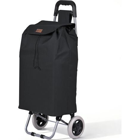 VOUNOT® Aluminium Einkaufstrolley Treppensteiger, Trolly Einkaufswagen Klappbar, 2 Räder, Wasserdicht Oxford, 59L, Schwarz (1/5)