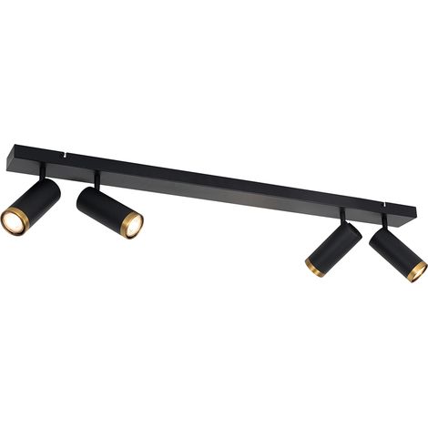 Modern Ceiling Spotlight Black with Bronze 4-Light Adjustable - Renna