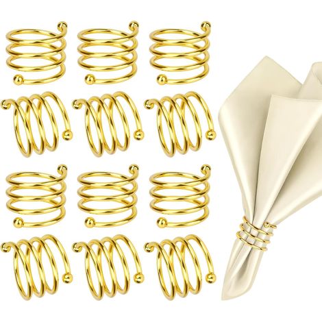 Goldene Serviettenringe – Serviettenringe aus Metall (12er-Set) – Ideal für Familienfeiern, Hochzeiten, Geburtstage und als Tischdekoration (1/5)