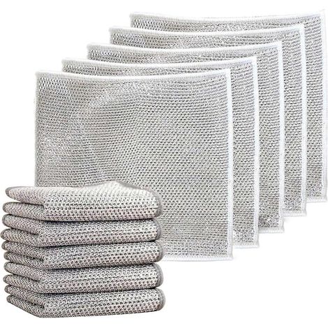 Lot de 4 torchons en acier multi-usages pour le nettoyage à sec et humide