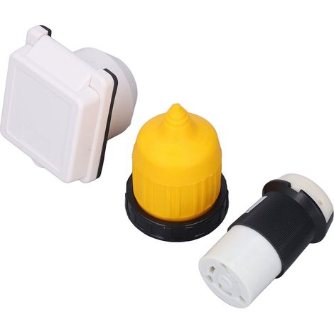 Prise d'alimentation femelle 125V 30A avec connecteur verrouillable à rotation et cache protecteur étanche - Kit complet (1/5)