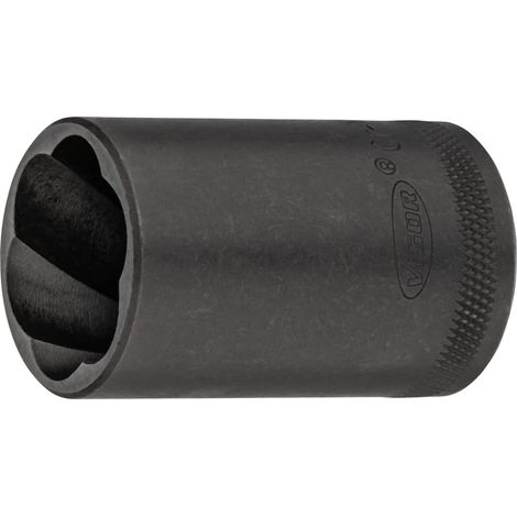 VIGOR Spiralnutenausdreher-Einsatz, 1/2 (12,5 mm) Vierkant hohl, Außen Schraubenausdreher Profil, SW 24 mm (1/4)
