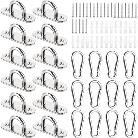 Ösenplatte – 6er-Pack – Edelstahl M6 – Wand- und Deckenmontage – Sonnensegel und Hängematten – 6 x 4 x 2 cm (1/5)
