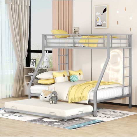 Lit superposé en métal avec lit gigogne, 90/140x200 cm, argent OKMYHOME (1/5)