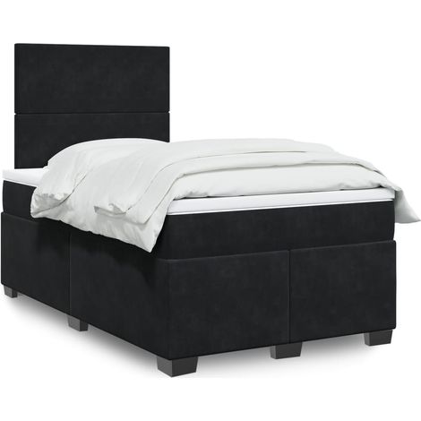 Boxspringbett mit Matratze Schwarz 120x200 cm Samt