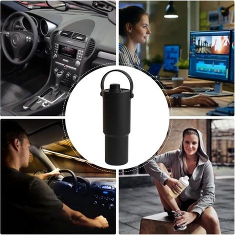 Taza térmica，con revestimiento cerámico，Apta para el coche，Taza de viaje isotérmica con tapa，Taza grande de vacío de 735 ml con pajita (1/4)