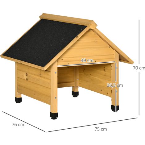 Garage en bois pour robot tondeuse, 75 x 76 x 70 cm, jaune, protection soleil et pluie (1/5)