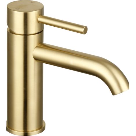 Grifo mezclador para lavabo PAINI Ortence de caño bajo en latón cepillado con desagüe clic-clac