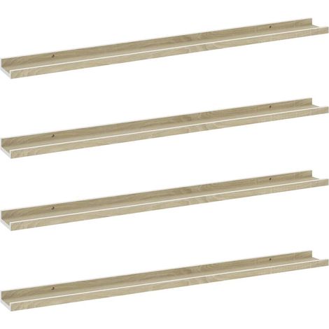 Mensole da Parete 4 pz Bianco e Rovere Sonoma 100x9x3 cm vidaXL (1/5)