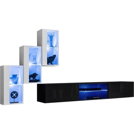 Conjunto de muebles de salón SWITCH XXII diseño, color blanco y negro.