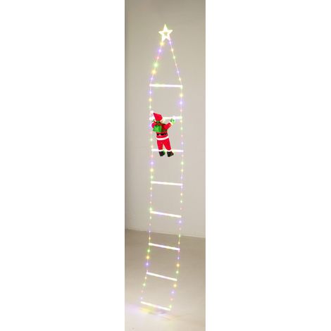 Décoration de Noël, 124 LED, Père Noël sur une échelle, 2 m (1/3)